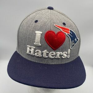 “I LOVE HATERS” New England Patriots NFL Hat Blue Gray Strapback Baseball Cap